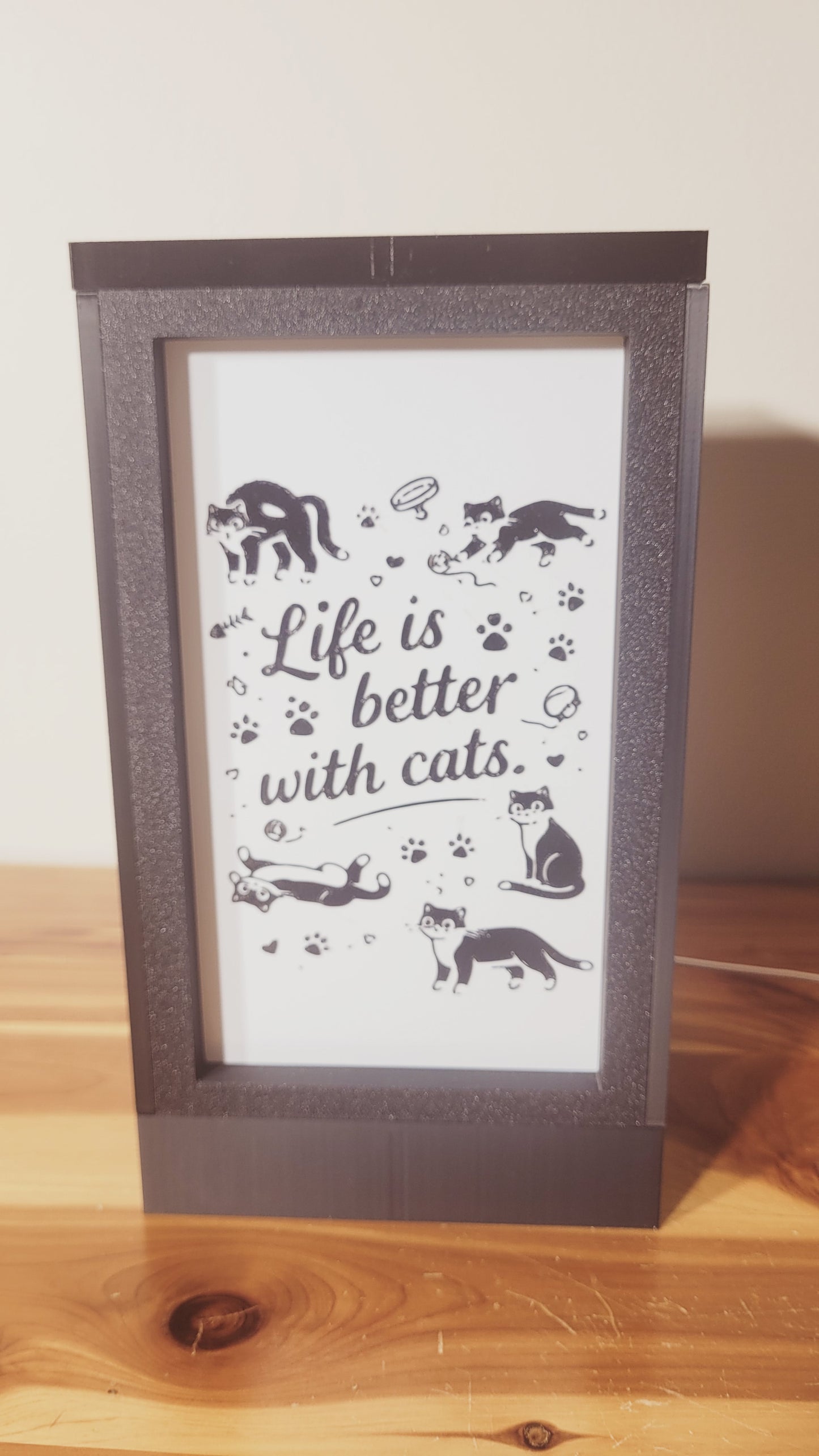 Cute RGB Cat Lamp - 3D Printed Color Changing Cat Lamp, Life is Better with Cats, Mood Lighting, Cute Cat Lover Gift