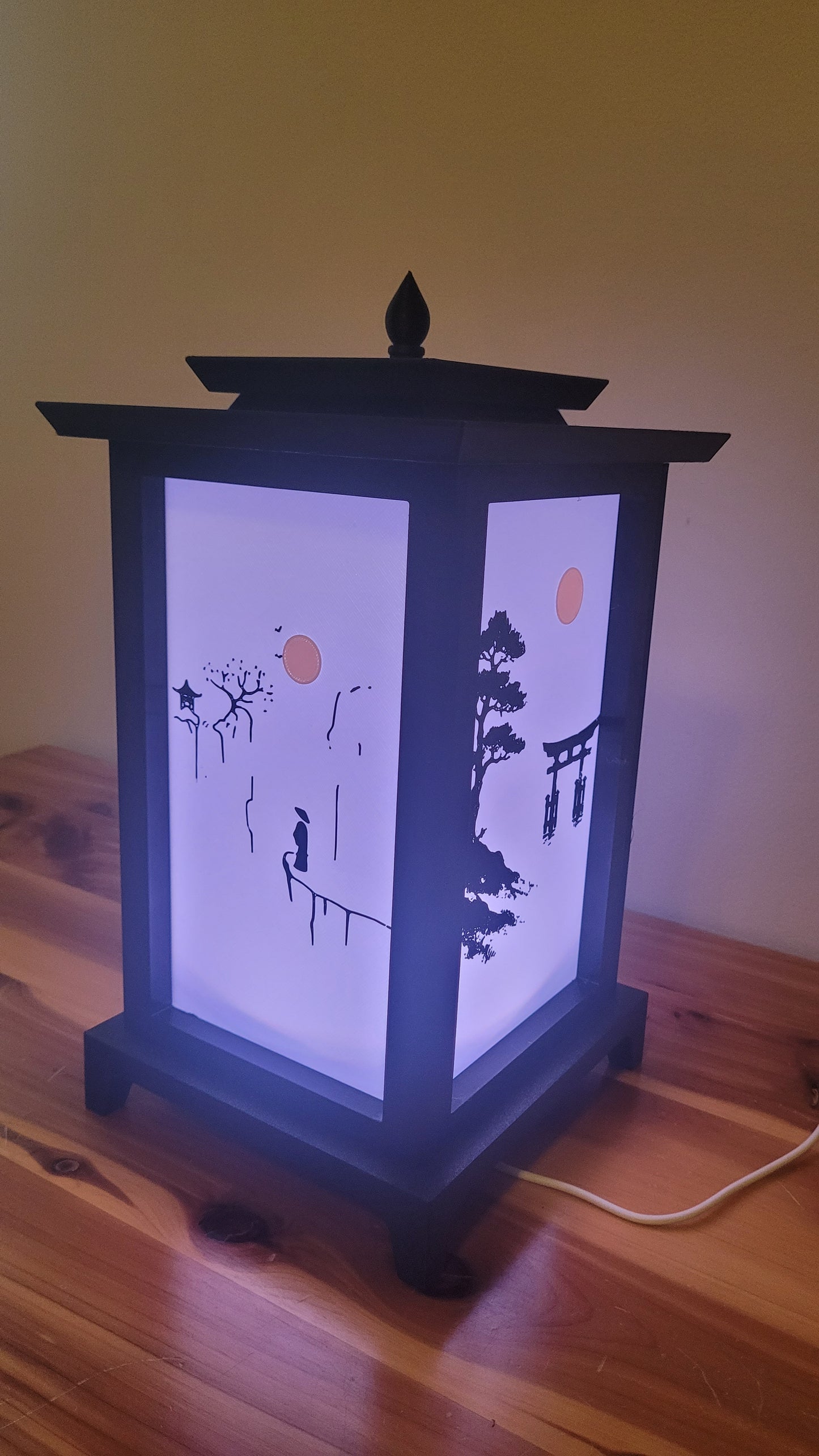 Oriental LED Lantern Lamp | USB RGB 3D Printed Table Light | Customizable Panels | Korean-Inspired Décor