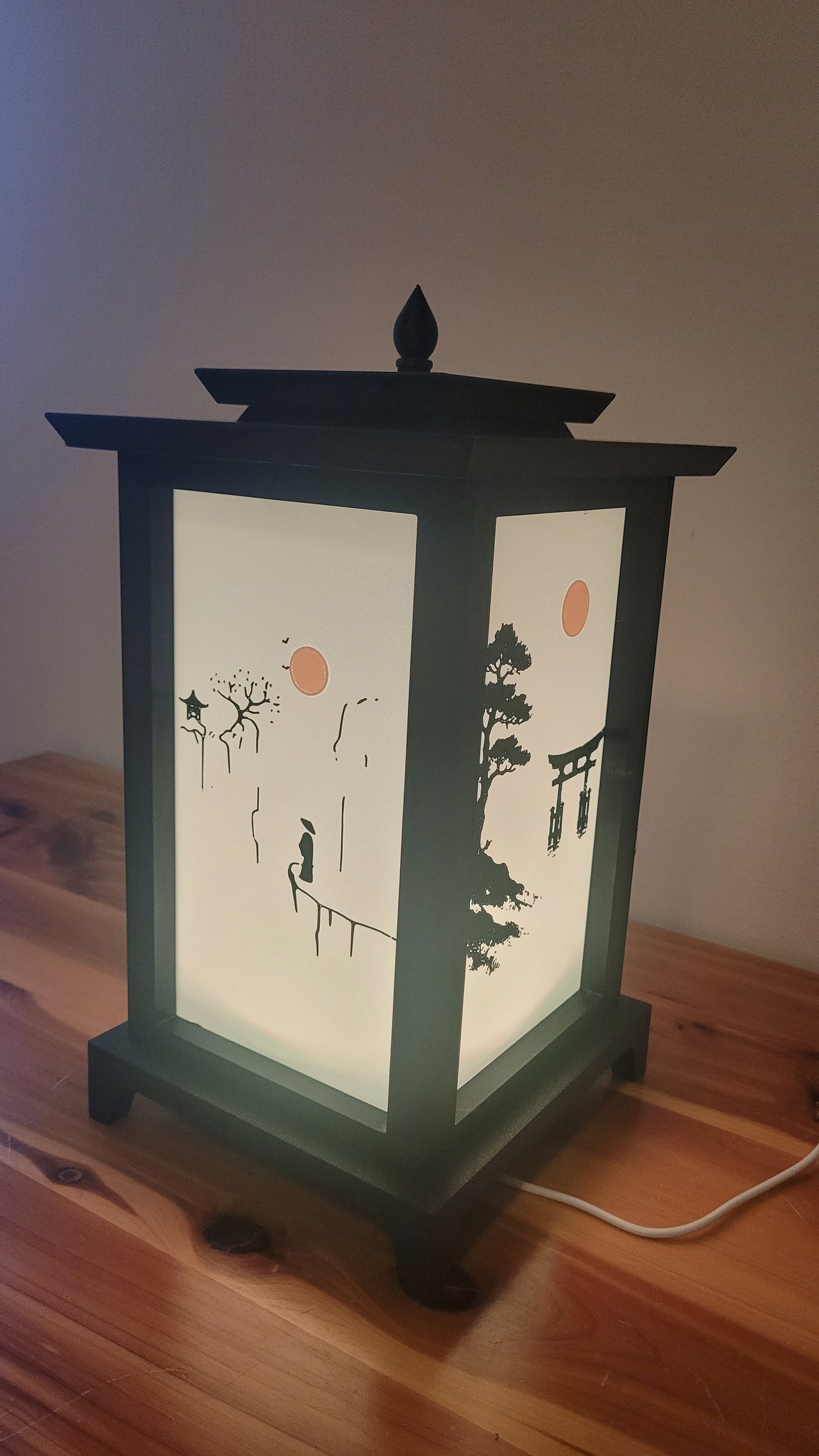 Oriental LED Lantern Lamp | USB RGB 3D Printed Table Light | Customizable Panels | Korean-Inspired Décor