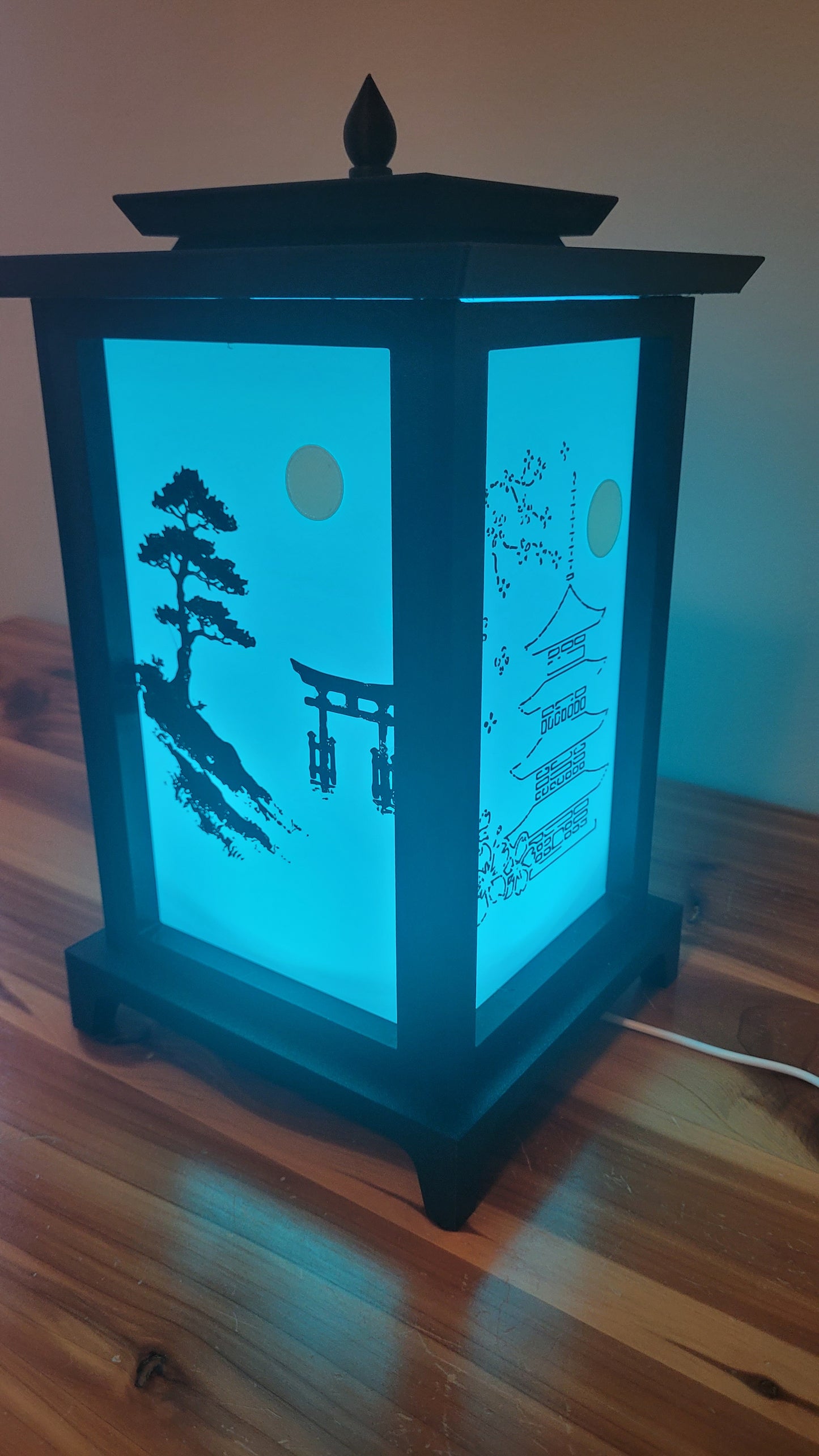 Oriental LED Lantern Lamp | USB RGB 3D Printed Table Light | Customizable Panels | Korean-Inspired Décor