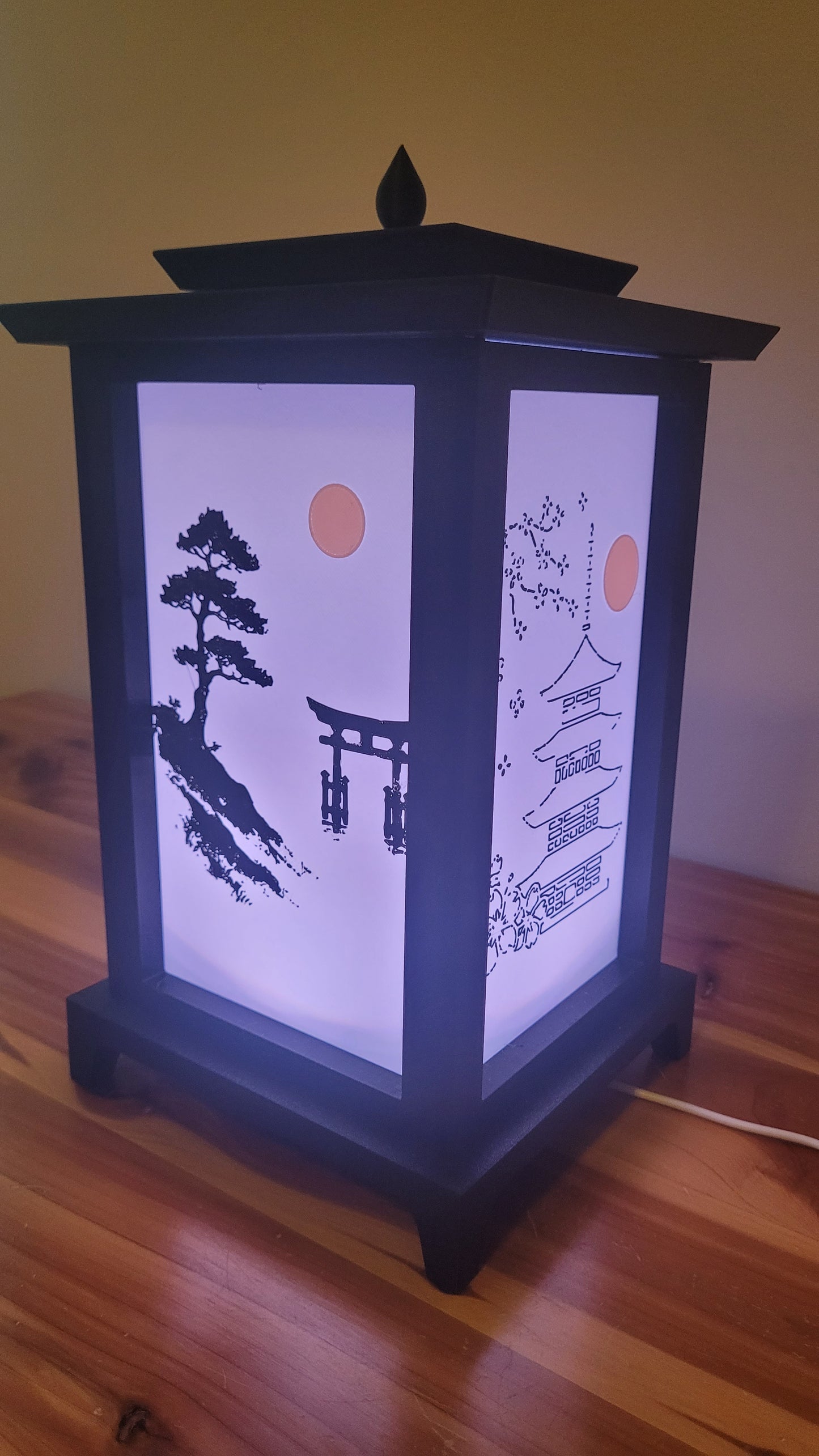 Oriental LED Lantern Lamp | USB RGB 3D Printed Table Light | Customizable Panels | Korean-Inspired Décor