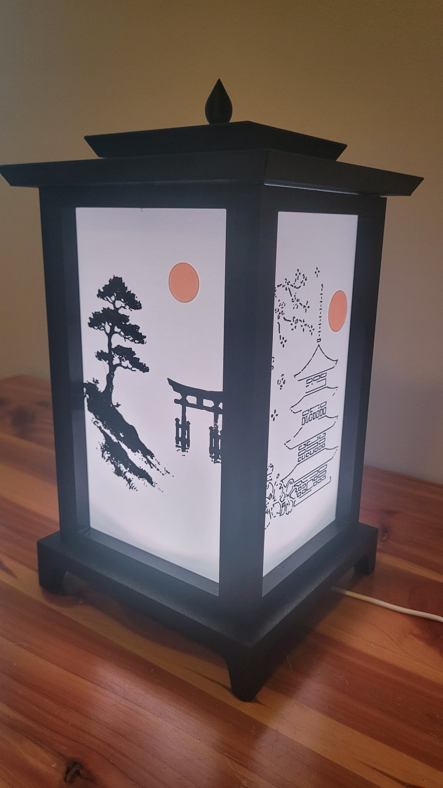 Oriental LED Lantern Lamp | USB RGB 3D Printed Table Light | Customizable Panels | Korean-Inspired Décor