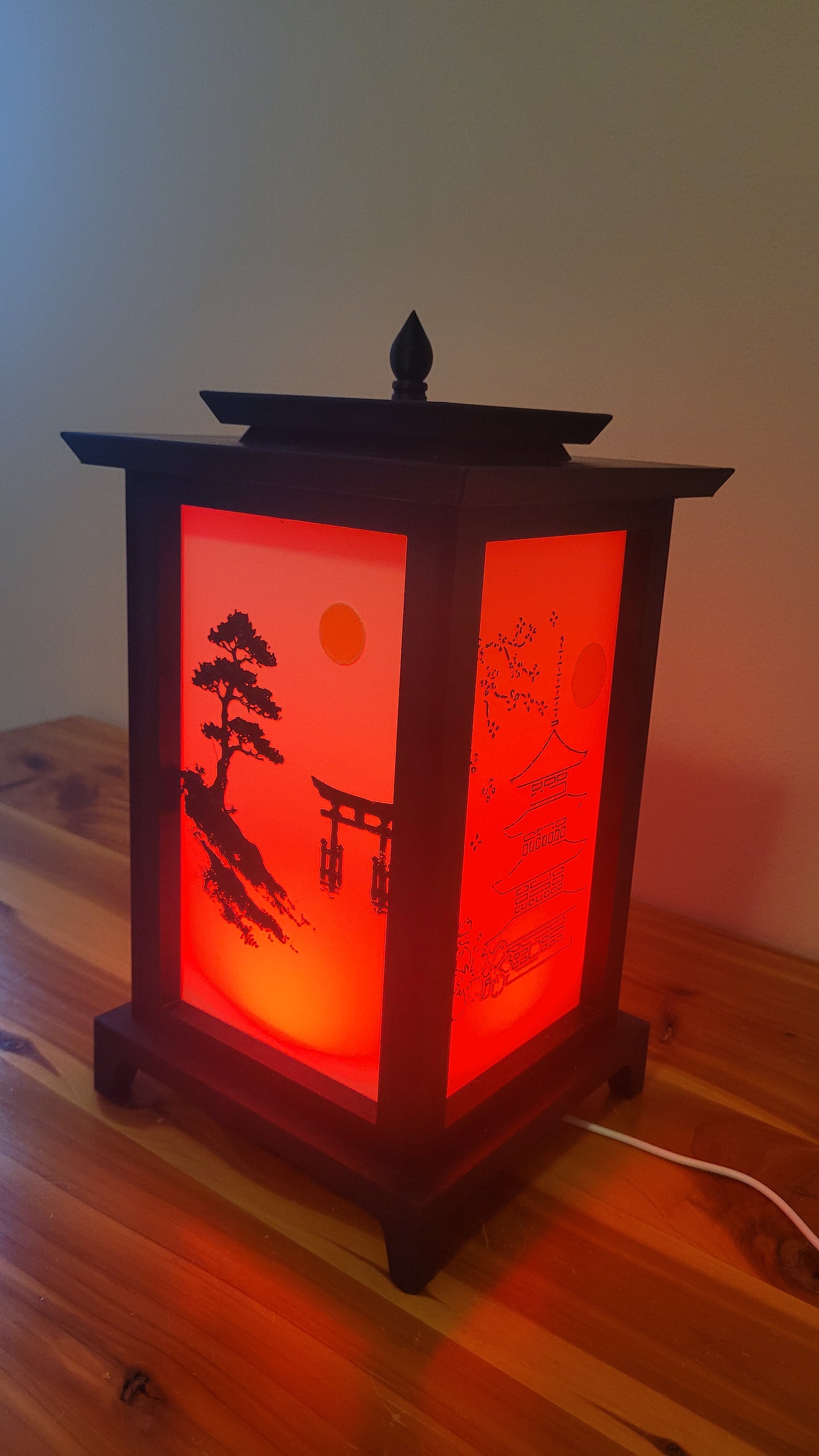 Oriental LED Lantern Lamp | USB RGB 3D Printed Table Light | Customizable Panels | Korean-Inspired Décor