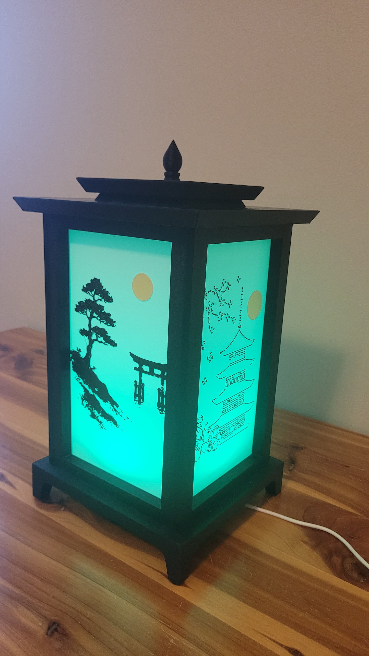 Oriental LED Lantern Lamp | USB RGB 3D Printed Table Light | Customizable Panels | Korean-Inspired Décor
