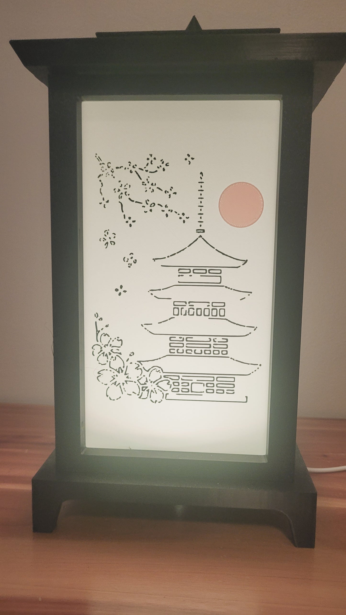 Oriental LED Lantern Lamp | USB RGB 3D Printed Table Light | Customizable Panels | Korean-Inspired Décor