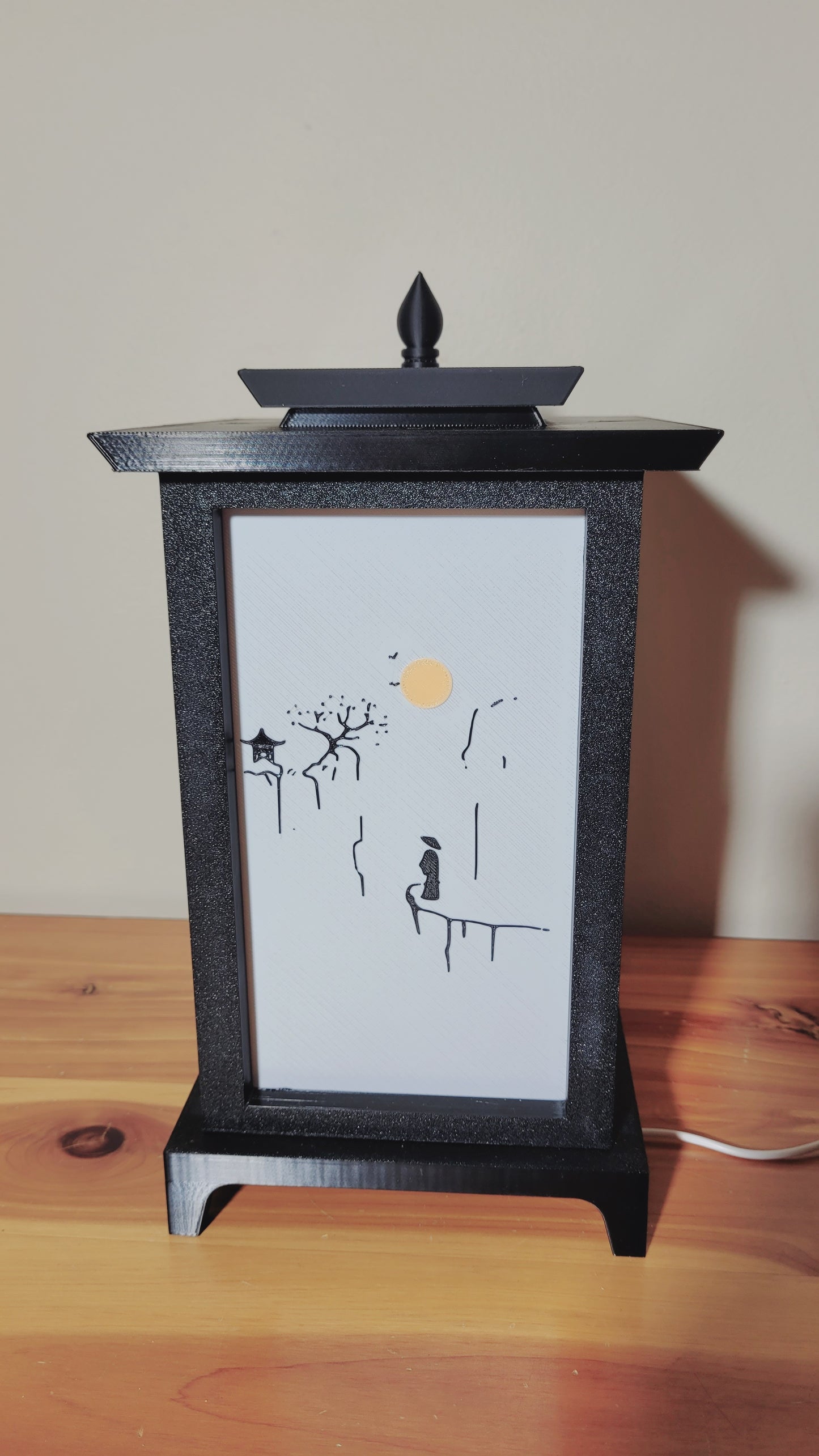 Oriental LED Lantern Lamp | USB RGB 3D Printed Table Light | Customizable Panels | Korean-Inspired Décor