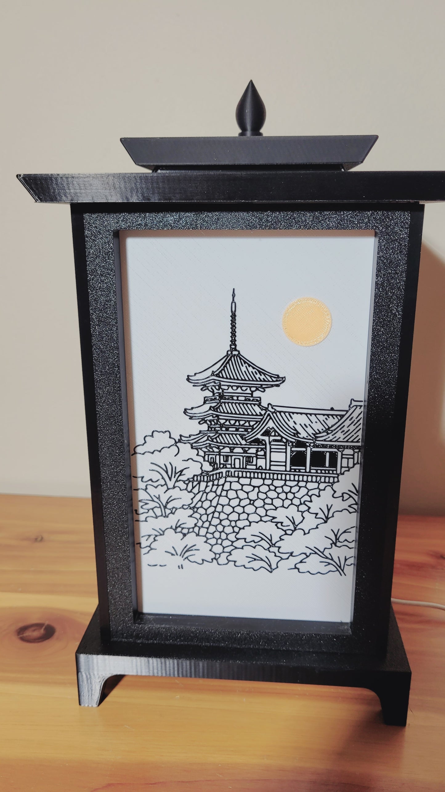 Oriental LED Lantern Lamp | USB RGB 3D Printed Table Light | Customizable Panels | Korean-Inspired Décor