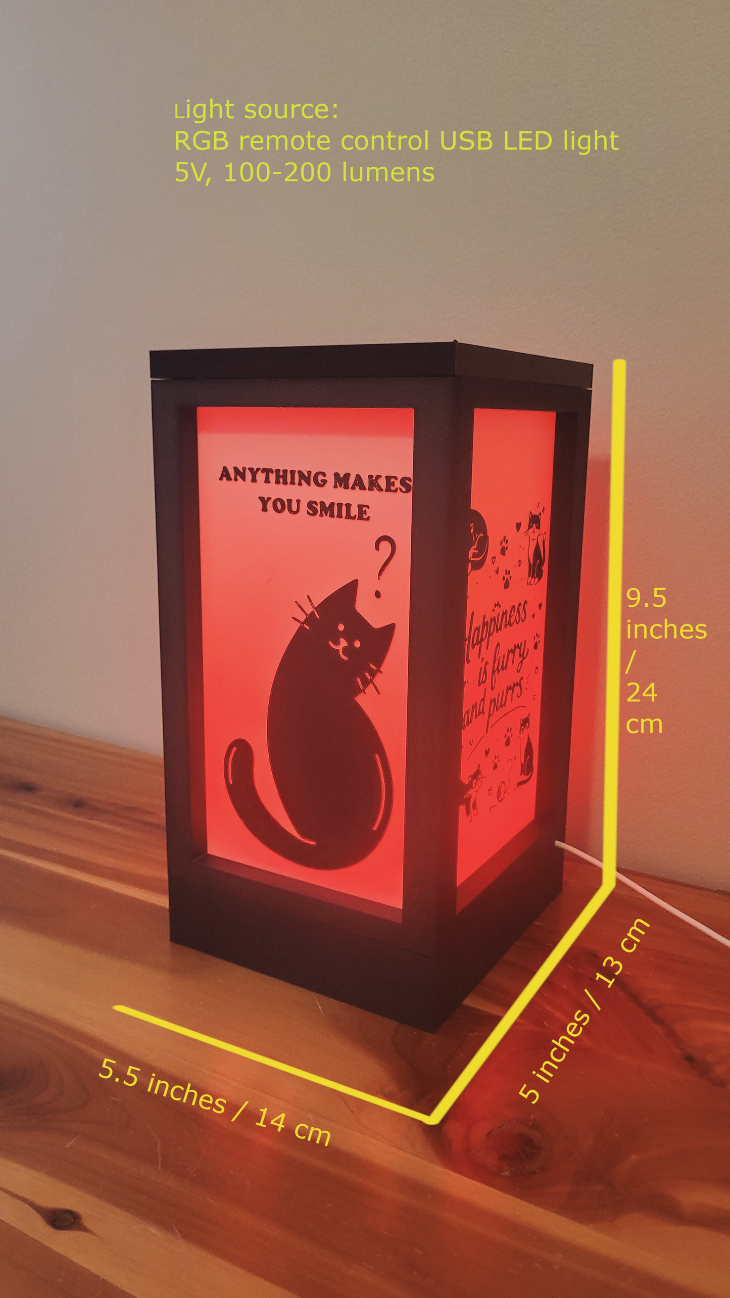 Cute RGB Cat Lamp - 3D Printed Color Changing Cat Lamp, Life is Better with Cats, Mood Lighting, Cute Cat Lover Gift