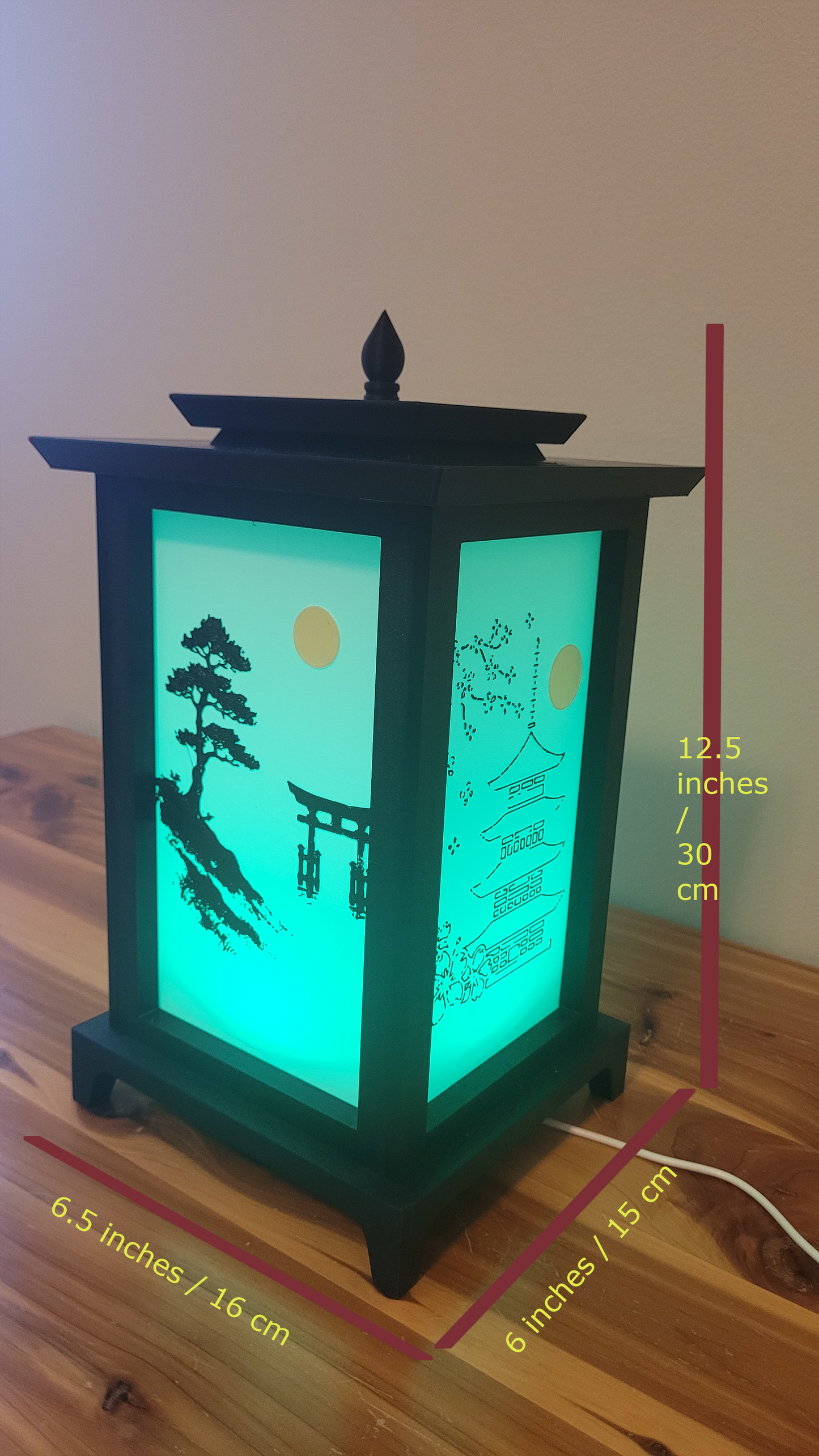 Oriental LED Lantern Lamp | USB RGB 3D Printed Table Light | Customizable Panels | Korean-Inspired Décor